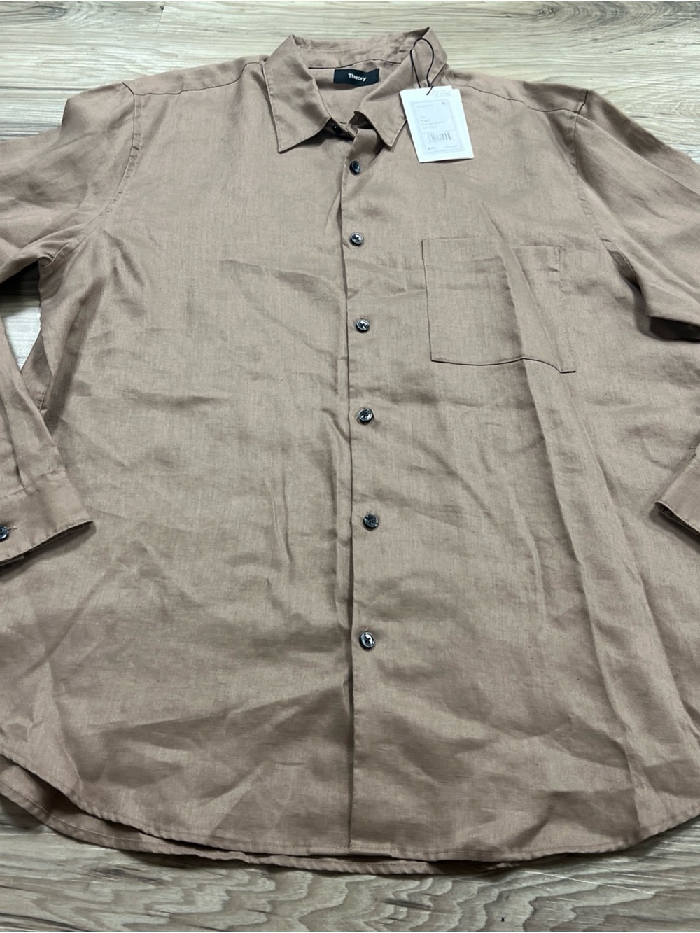 THEORY IRVING PA Precise 100% Linen Shirt Fossil Brown Men’s Size 2XL NWT $225